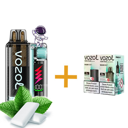 پاد وزوول 15000 پاف آدامس نعنا (همراه کارتریج اضافه ) - vozol 15000 miami mint